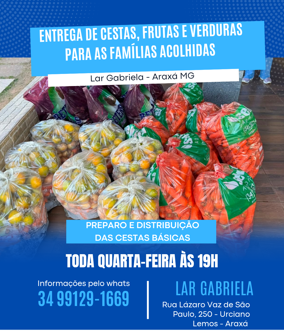 VISITA AS FAMÍLIAS ACOLHIDAS EM ARAXÁ MG 
