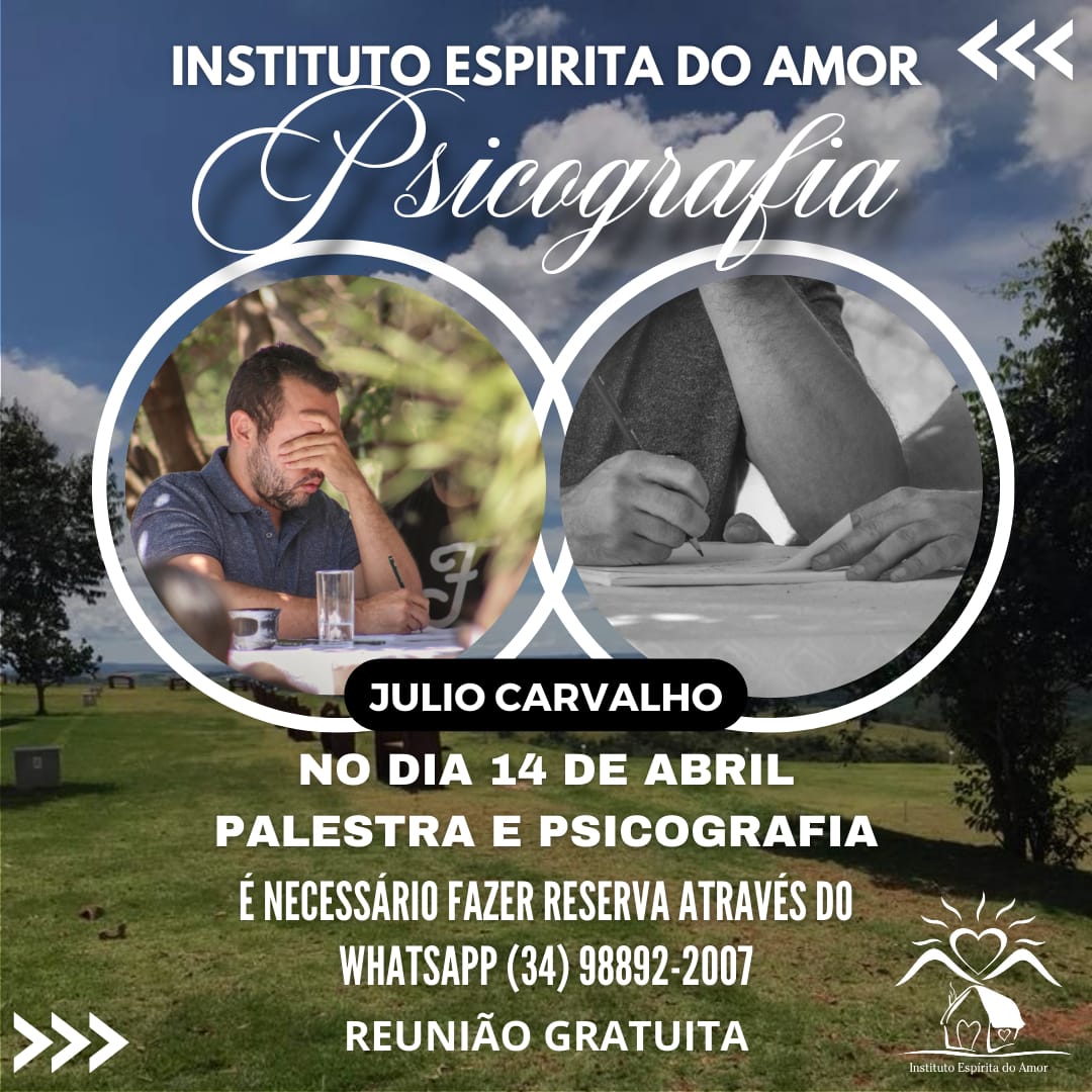 Psicografia Instituto do Amor em abril